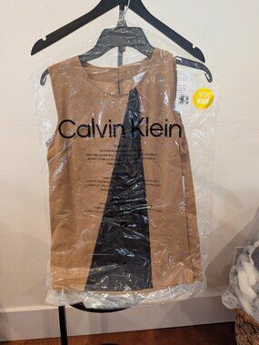Calvin Klein Colorblock Dress • Sleeveless • Tan/Black • Size M